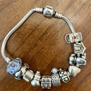Pandora bracelet with multiple charms